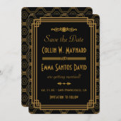 Art Deco Zwart Save The Dates Save The Date (Voorkant / Achterkant)