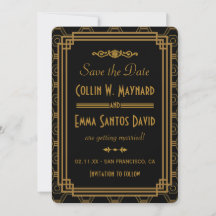 Art Deco Zwart Save The Dates