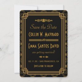 Art Deco Zwart Save The Dates Save The Date