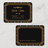 Art Deco Zwart Trouwplaatskaarten Plaatskaartje (Voorkant / Achterkant)