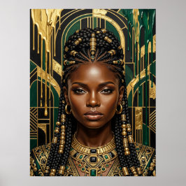 Art Deco Zwart Vrouw Poster