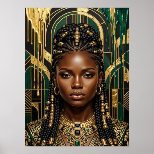 Art Deco Zwart Vrouw Poster (Voorkant)
