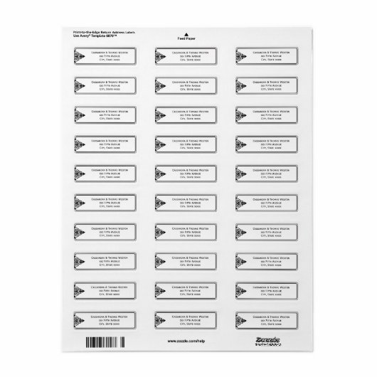  Art Deco Zwart WHT Lijst #1 Retouradres Etiket (Full Sheet)