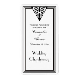  Art Deco Zwart WHT Lijst #1 V Wijnfles Etiket