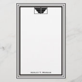 Art Deco Zwart WHT Lijst #2 Gepersonaliseerd Briefpapier (Voorkant)