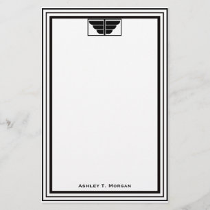 Art Deco Zwart WHT Lijst #2 Gepersonaliseerd Briefpapier