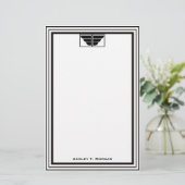  Art Deco Zwart WHT Lijst #2 Gepersonaliseerd Briefpapier (Staand voorkant)