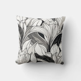 Art Deco zwart-wit bloemenkussen Kussen