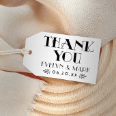 Art Deco Zwart Wit Bruiloft Dank u Cadeaulabel