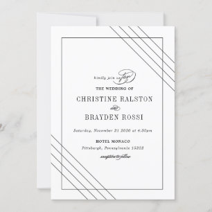 Art Deco zwart wit bruiloft uitnodiging