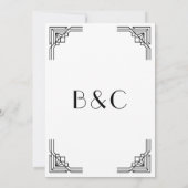  Art Deco Zwart & Wit Geometrische bruiloft Kaart (Achterkant)