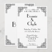  Art Deco Zwart & Wit Geometrische bruiloft Kaart (Voorkant / Achterkant)