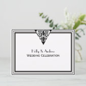 Art Deco Zwart Wit Lijst #1 H Bruiloft Kaart (Staand voorkant)