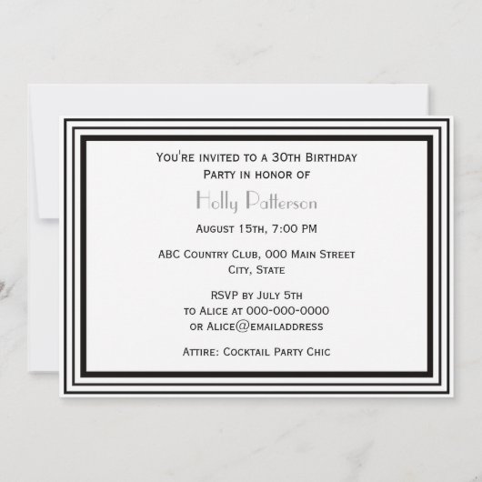  Art Deco Zwart Wit Lijst #1 uur Verjaardag Kaart (Achterkant)