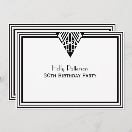  Art Deco Zwart Wit Lijst #1 uur Verjaardag Kaart (Voorkant / Achterkant)