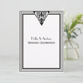  Art Deco Zwart Wit Lijst #1 V Bruiloft Kaart (Staand voorkant)