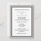  Art Deco Zwart Wit Lijst #1 V Bruiloft Kaart (Achterkant)