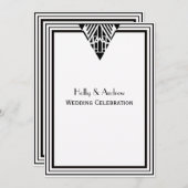  Art Deco Zwart Wit Lijst #1 V Bruiloft Kaart (Voorkant / Achterkant)