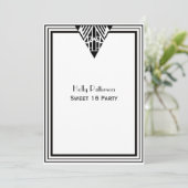  Art Deco Zwart Wit Lijst #1 V Sweet 16 Kaart (Staand voorkant)