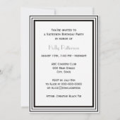  Art Deco Zwart Wit Lijst #1 V Sweet 16 Kaart (Achterkant)