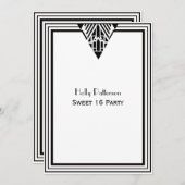  Art Deco Zwart Wit Lijst #1 V Sweet 16 Kaart (Voorkant / Achterkant)
