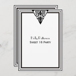  Art Deco Zwart Wit Lijst #1 V Sweet 16 Kaart
