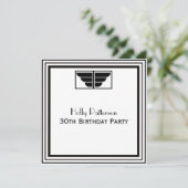  Art Deco Zwart Wit Lijst #2 SQ Verjaardag Kaart (Staand voorkant)