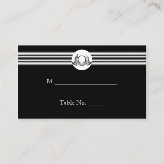 Art Deco Zwart Wit Medaillon Trouwplaats Kaarten Plaatskaartje (Voorkant)