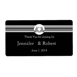 Art Deco Zwart Wit Medaillon Water Flesetiket Etiket