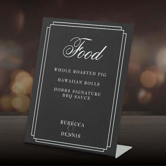 Art Deco Zwart-wit menu Reclamebord Met Voetstuk