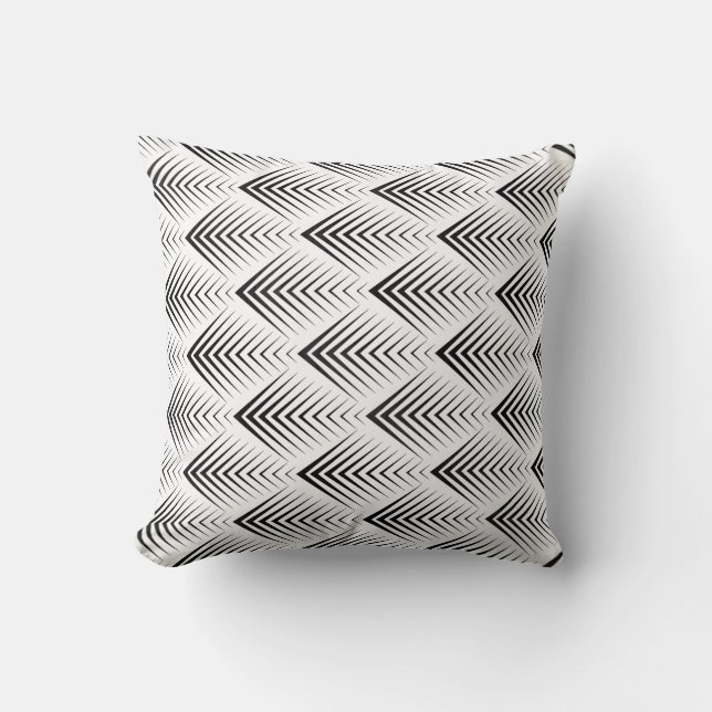 Art Deco zwart wit minimale geometrische pijlen Kussen (Voorkant)
