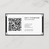 Art Deco Zwart Wit QR Code Logo Professioneel Afsprakenkaartje (Achterkant)