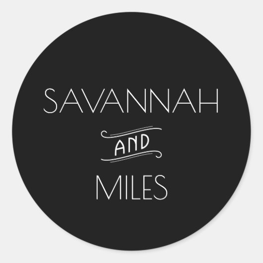 Art Deco Zwart & Wit Ronde Sticker (Voorkant)