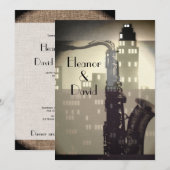 Art Deco zwart-wit skyline glamour bruiloft Kaart (Voorkant / Achterkant)