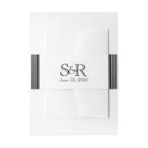 Art Deco Zwart Wit Streep Bruiloft Belly Band