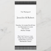 Art Deco Zwart Wit Streep Bruiloft Programma Programmakaart (Voorkant)