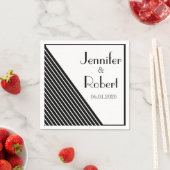 Art Deco Zwart-wit Streep Bruiloft Servetten (Insitu)
