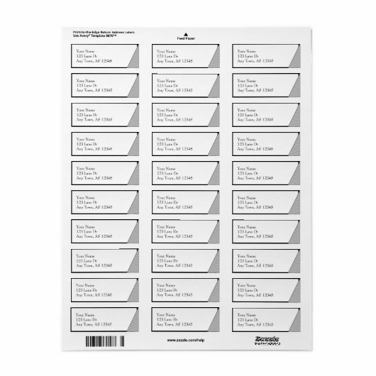 Art Deco Zwart-wit Streep Etiket (Full Sheet)