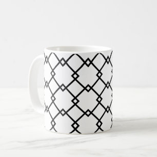 Art Deco Zwart Wit Streep Retro Patroon Mok
