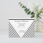Art Deco Zwart-wit Stripe RSVP Postacard Uitnodiging Briefkaart (Staand voorkant)
