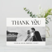 Art Deco zwart-wit | Trouwfoto Dank u wel Bedankkaart (Staand voorkant)