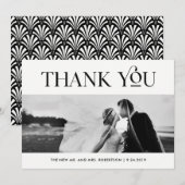 Art Deco zwart-wit | Trouwfoto Dank u wel Bedankkaart (Voorkant / Achterkant)