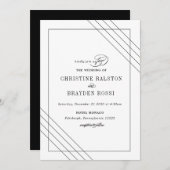 Art Deco zwart-wit trouwuitnodiging Kaart (Voorkant / Achterkant)