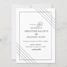 Art Deco zwart-wit trouwuitnodiging Kaart
