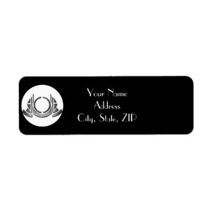 Art Deco Zwart Wit Zilver Medaillon Bruiloft Etiket