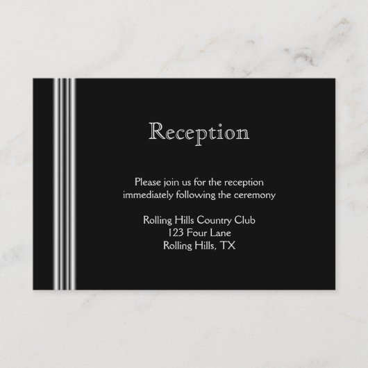 Art Deco Zwart Witte Medaillon Trouwreceptie Informatiekaartje (Voorkant)