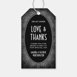 Art Deco Zwart Zilveren Bruiloft Dank u Favor Tags Cadeaulabel