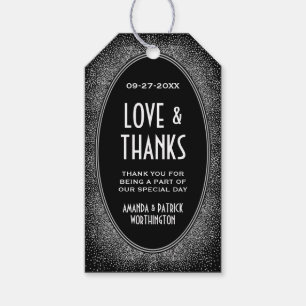 Art Deco Zwart Zilveren Bruiloft Dank u Favor Tags Cadeaulabel