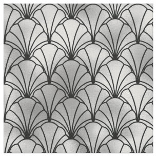 Art Deco Zwart Zilveren Waaierschelp Stof