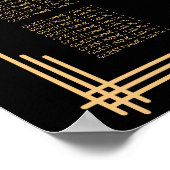 Art Deco Zwarte Alfabetische Trouw Stoelen Chart Poster (Hoek)